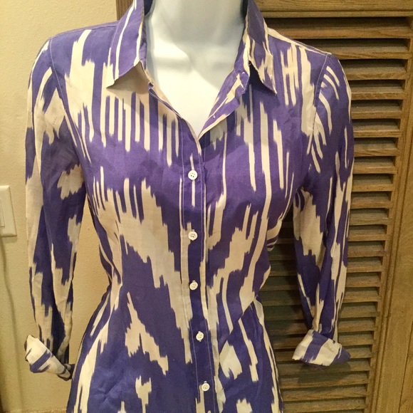 J.Crew Silk Blend Ikat Perfect Shirt - Picture 6 of 6